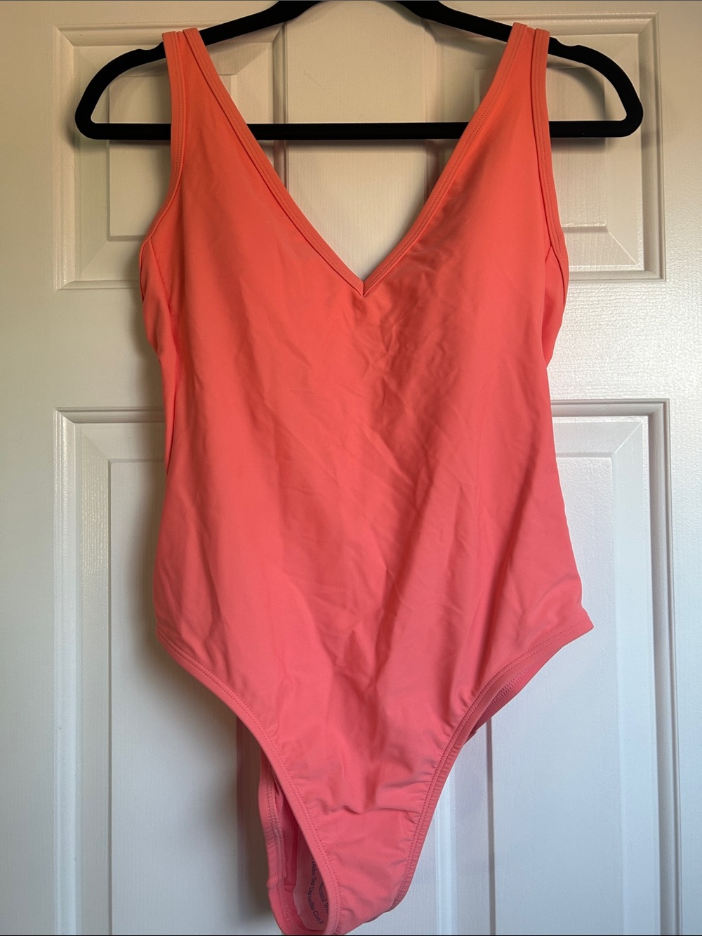 Kona Sol Coral Pink One-Piece V-Neck Swimsuit